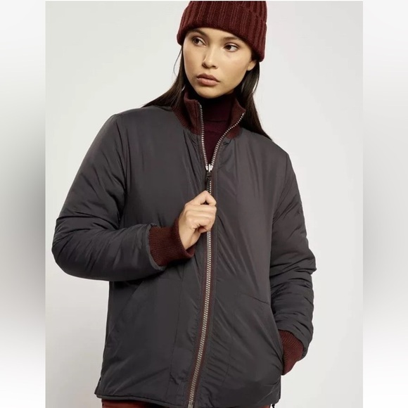 NORDEN PROJECT reversible puffer jacket burgundy black sustainable recycled - Picture 9 of 16